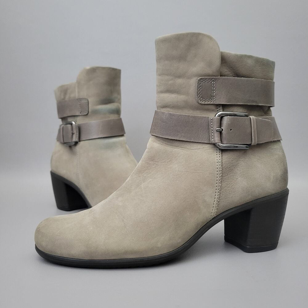Ecco Touch 55B Nubuck Mid Zip Boots Womens Gray Size 39 US 8.5